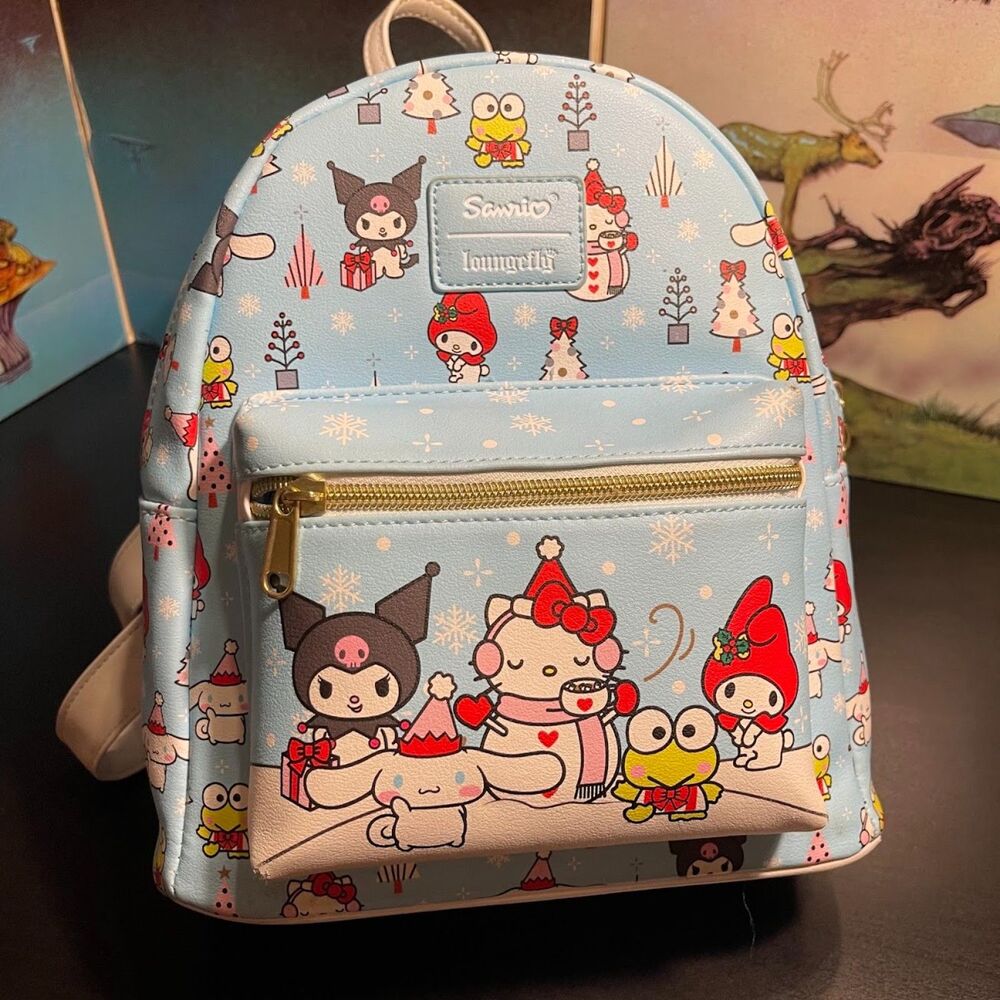 Loungefly Hello Kitty & Friends Holiday Mini Backpack Blue Christmas Snowman
